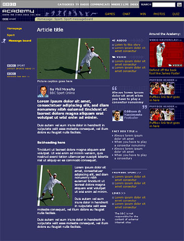 The story page design at launch