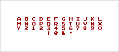 The Taitocorp alphabet at its normal size of 8 pixels