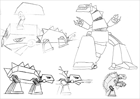 Sketches of the enemy characters