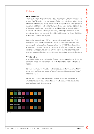 Assertahome iDTV design process document page